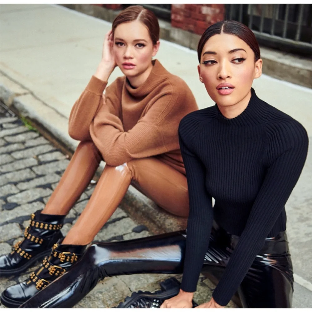 Alice + Olivia Caprice Oversized Cashmere Brown Turtleneck Sweater Top